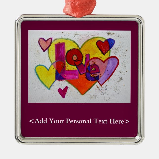 Ornamento de palabras de amor con opción de texto  (Frente)