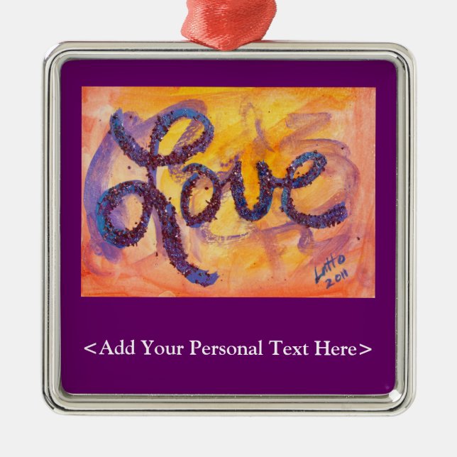 Ornamento de palabras de amor con opción de texto  (Frente)