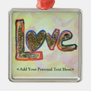 Ornamento de palabras de amor con opción de texto