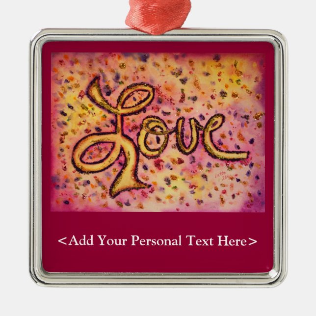 Ornamento de palabras de amor con opción de texto  (Frente)