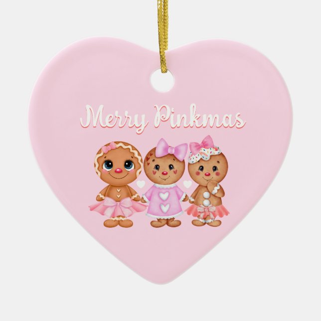 Ornamento de pan de jengibre rosa (Frente)