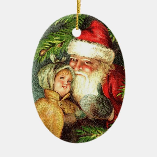 Ornamento de Papá Noel del vintage (Frente)