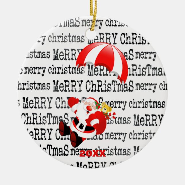 Ornamento de paracaidismo Adorable Jolly Santa Cla (Frente)