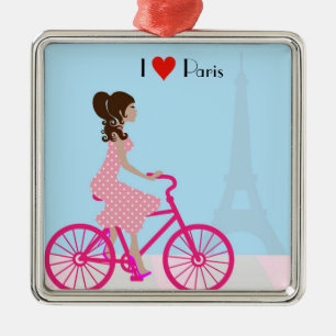 Ornamento de París en bicicleta