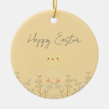 Ornamento de Pascua Amarillo Pastel Personalizado