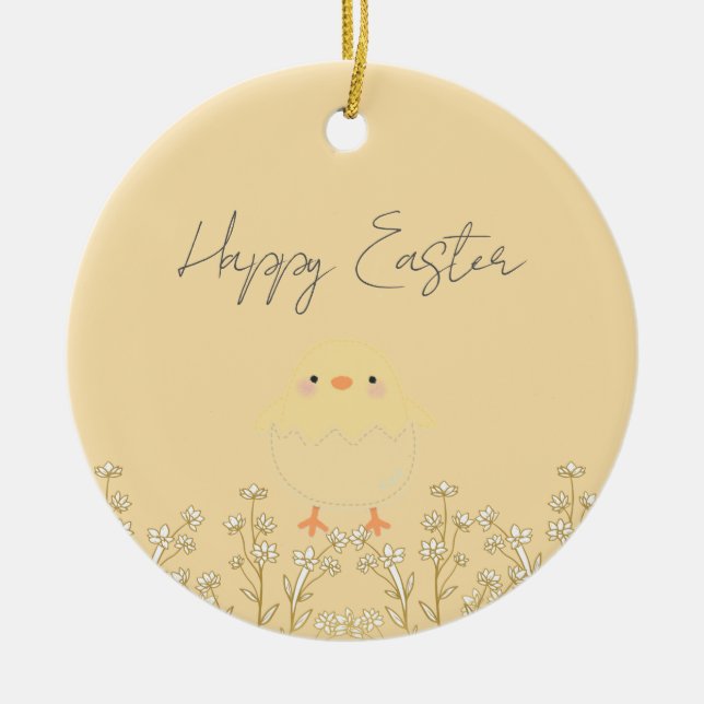 Ornamento de Pascua Amarillo Pastel Personalizado (Frente)
