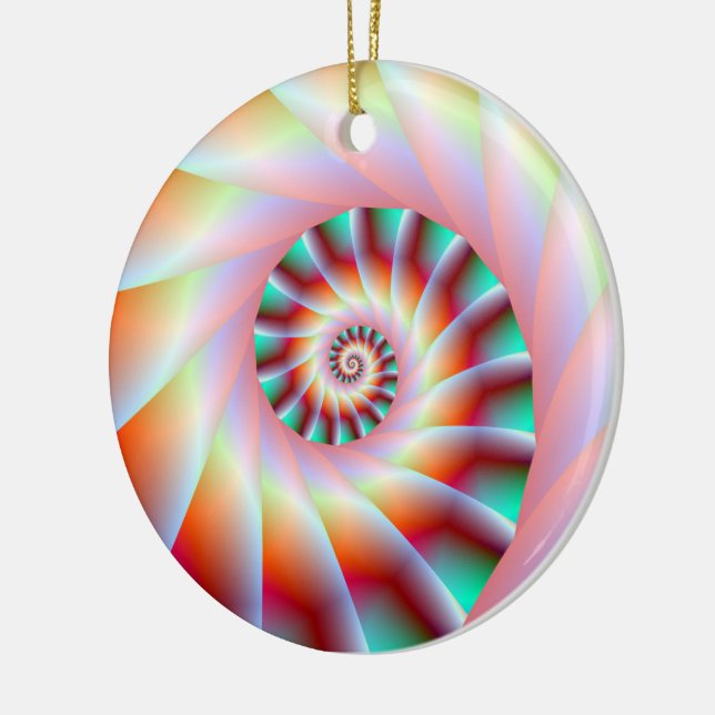 Ornamento de pasos de espiral rosa y turquesa roja (Izquierda)