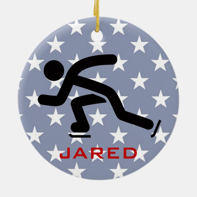 Ornamento de patinaje de velocidad personalizado (Atrás)