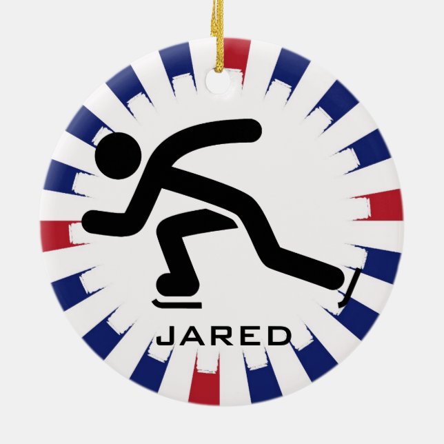 Ornamento de patinaje de velocidad personalizado (Atrás)