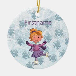 Ornamento de patinaje sobre hielo de niña rubia
