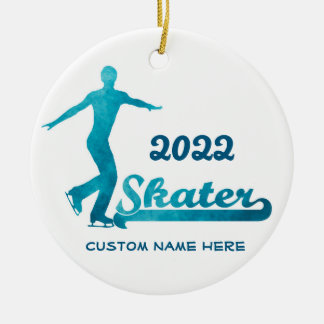 Ornamento de patinaje sobre la figura azul persona