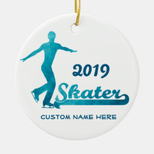 Ornamento de patinaje sobre la figura azul persona