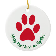 Ornamento de Paw Print First Christmas Together