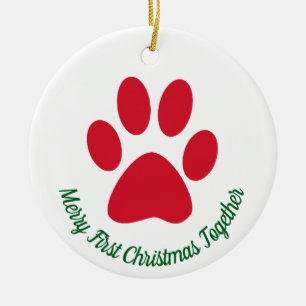 Ornamento de Paw Print First Christmas Together