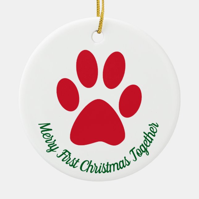 Ornamento de Paw Print First Christmas Together (Frente)