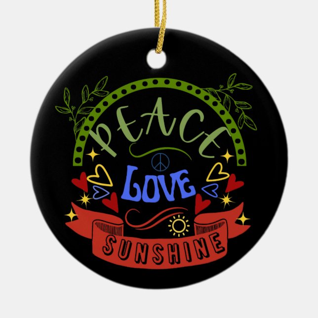 Ornamento de Peace Love Sunshine (Frente)