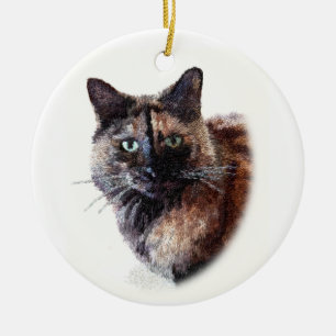 Ornamento de pelo largo del gato de la concha