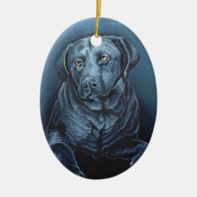 Ornamento de perro azul personalizado de Black Lab (Frente)