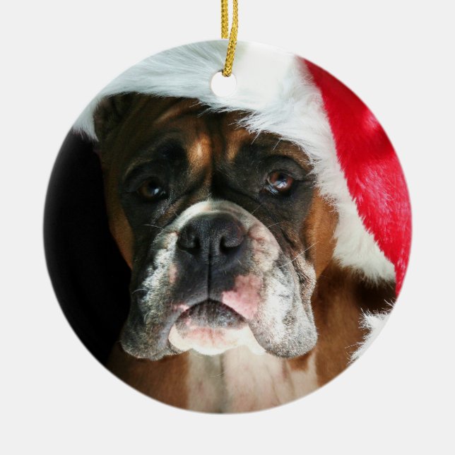 Ornamento de perro de Boxer navidades (Frente)