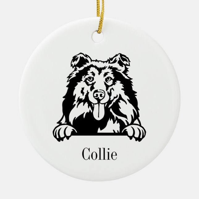 Ornamento de perro de Collie (Frente)