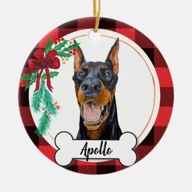 Ornamento de perro de Doberman Pinscher (Frente)