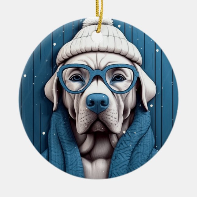 Ornamento de perro de Guay de invierno (Frente)