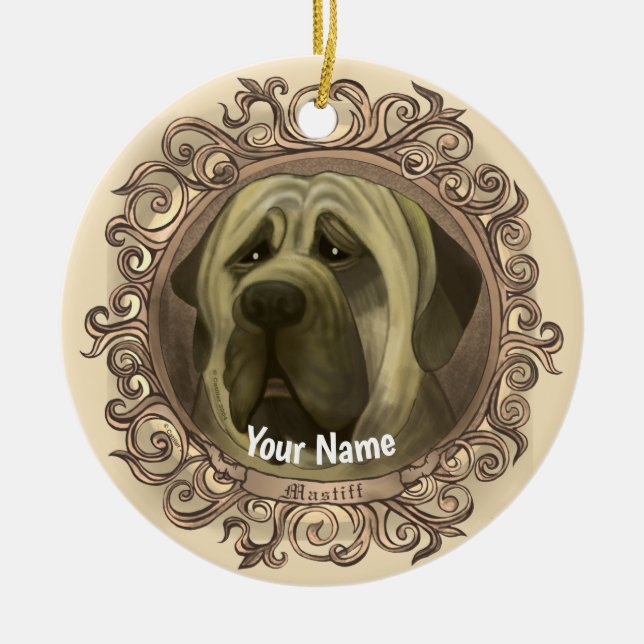 Ornamento de perro de Mastiff (Frente)