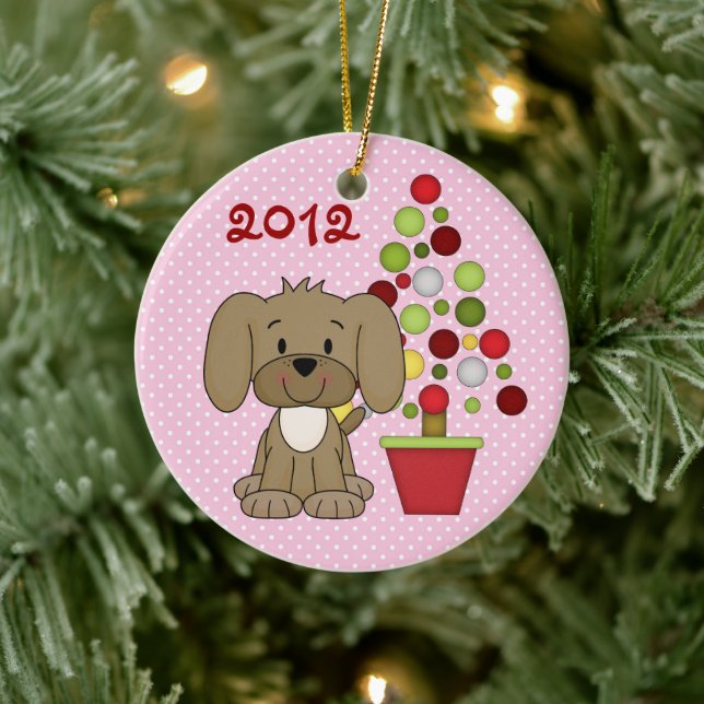 Ornamento de perro de primer Navidad del bebé pers (Árbol)