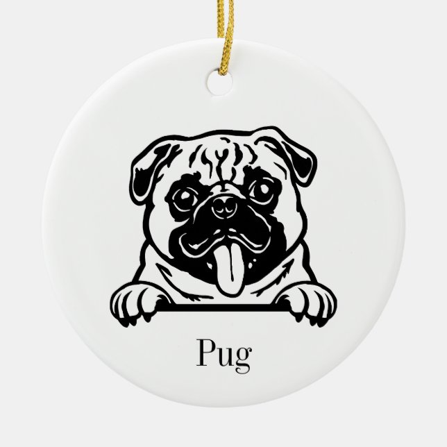 Ornamento de perro de pug (Frente)
