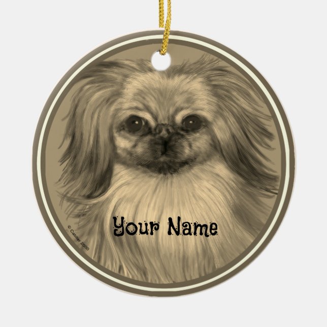 Ornamento de perro de Rondo Pekingese (Frente)