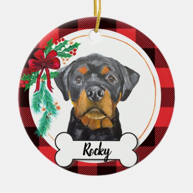 Ornamento de perro de Rottweiler (Frente)