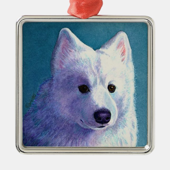 Ornamento de perro de Samoyed - "Buda" (Frente)