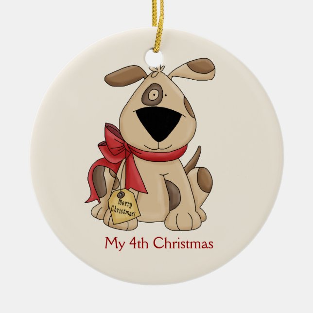 Ornamento de perro para Navidades infantiles (Frente)