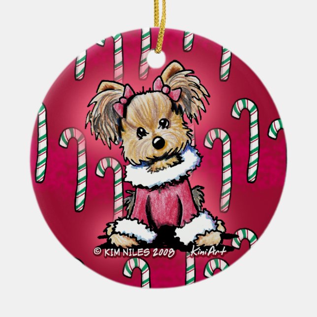 Ornamento de Perro Terrier de Yorkie Rojo (Frente)