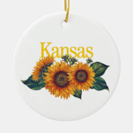 Ornamento de personalizable Kansas con girasol