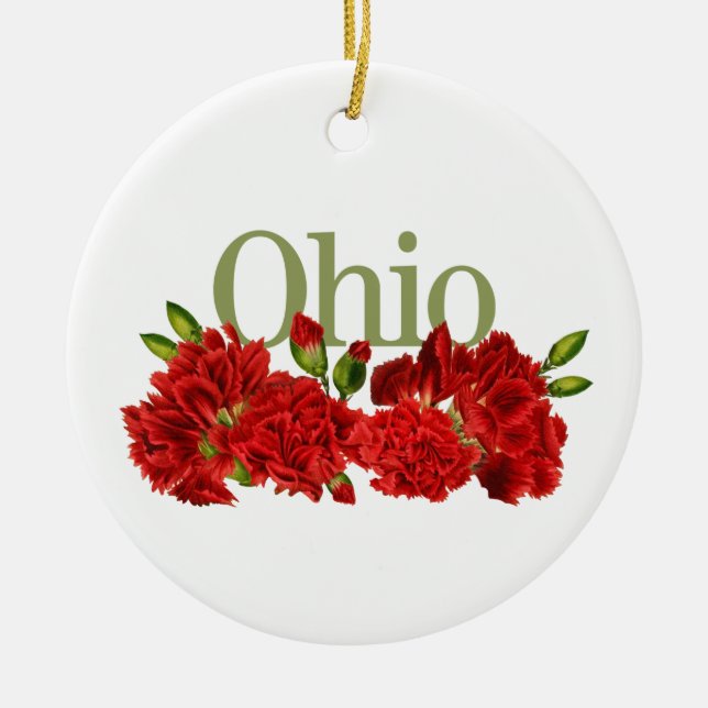 Ornamento de personalizable Ohio con Carnations (Frente)