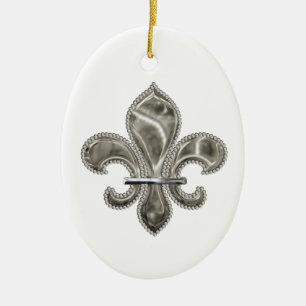 Ornamento de personalizable Silver Fleur de Lys