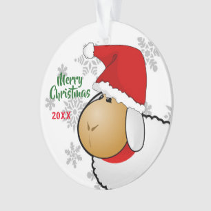 Ornamento de Personalizado de Santa Sheep, Navidad