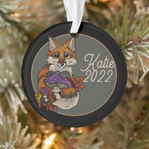 Ornamento de personalizado Fox con toadstools otoñ
