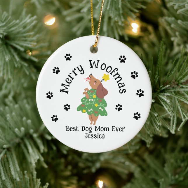 Ornamento de personalizado Merry Woofmas - Regalo  (Árbol)