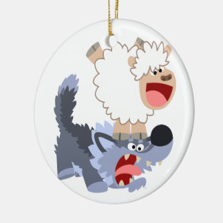 Ornamento de Personalizado y lobo lindo