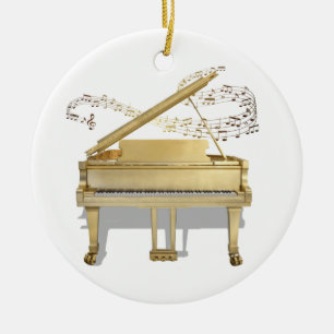 Ornamento de piano dorado
