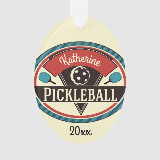 Ornamento de Pickleball - diseño del vintage (Anverso)