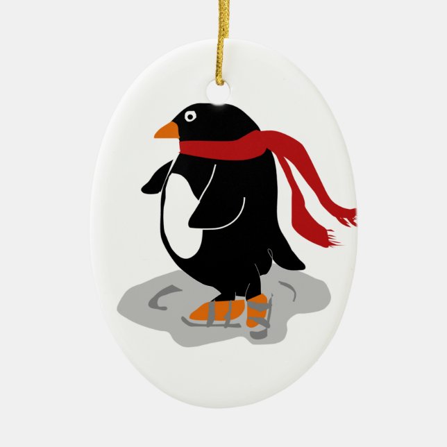 Ornamento de Pingüino de Patinaje (Frente)