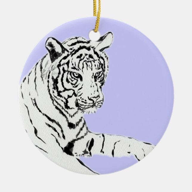 Ornamento de pintura de tigres blancos (Frente)