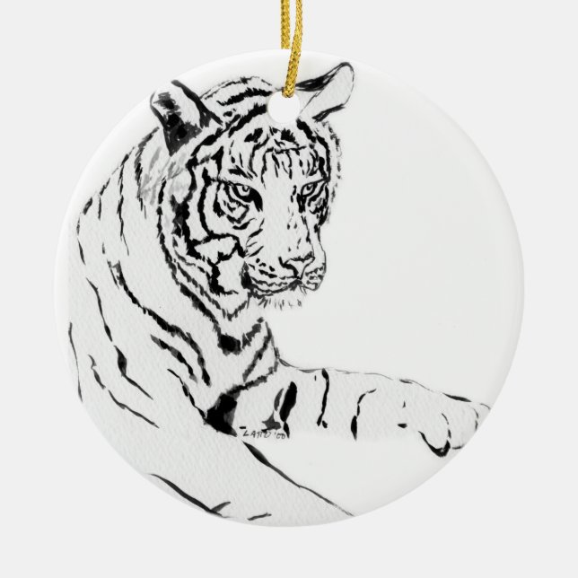 Ornamento de pintura de tigres blancos (Frente)