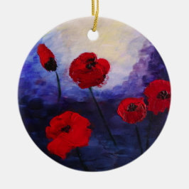 Ornamento de pintura púrpura rojo Poppies
