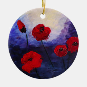Ornamento de pintura púrpura rojo Poppies
