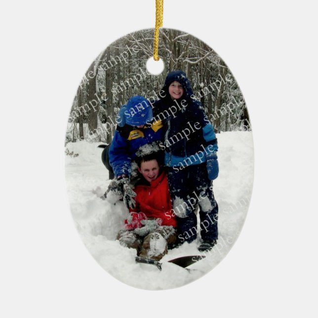 Ornamento de plantilla de fotografía oval de árbol (Frente)