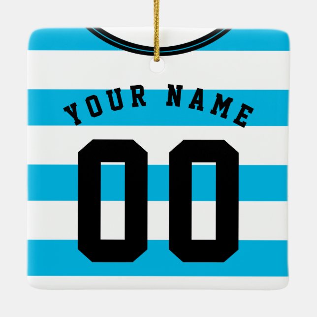 Ornamento de plantilla de la Jersey de fútbol, azu (Reverso)